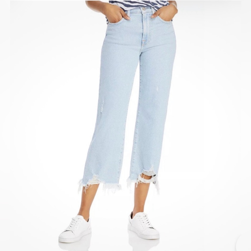 7 For All Mankind Luxe Vintage Cropped Alexa Destroyed Hem in “Snowbird” Size 32